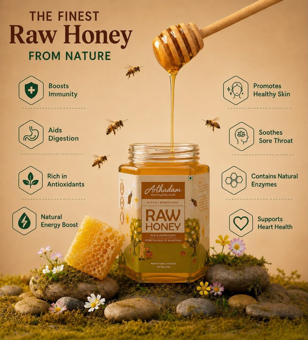 Arthadam Raw Acacia Honey – Unheated & Single-strained – 300 g