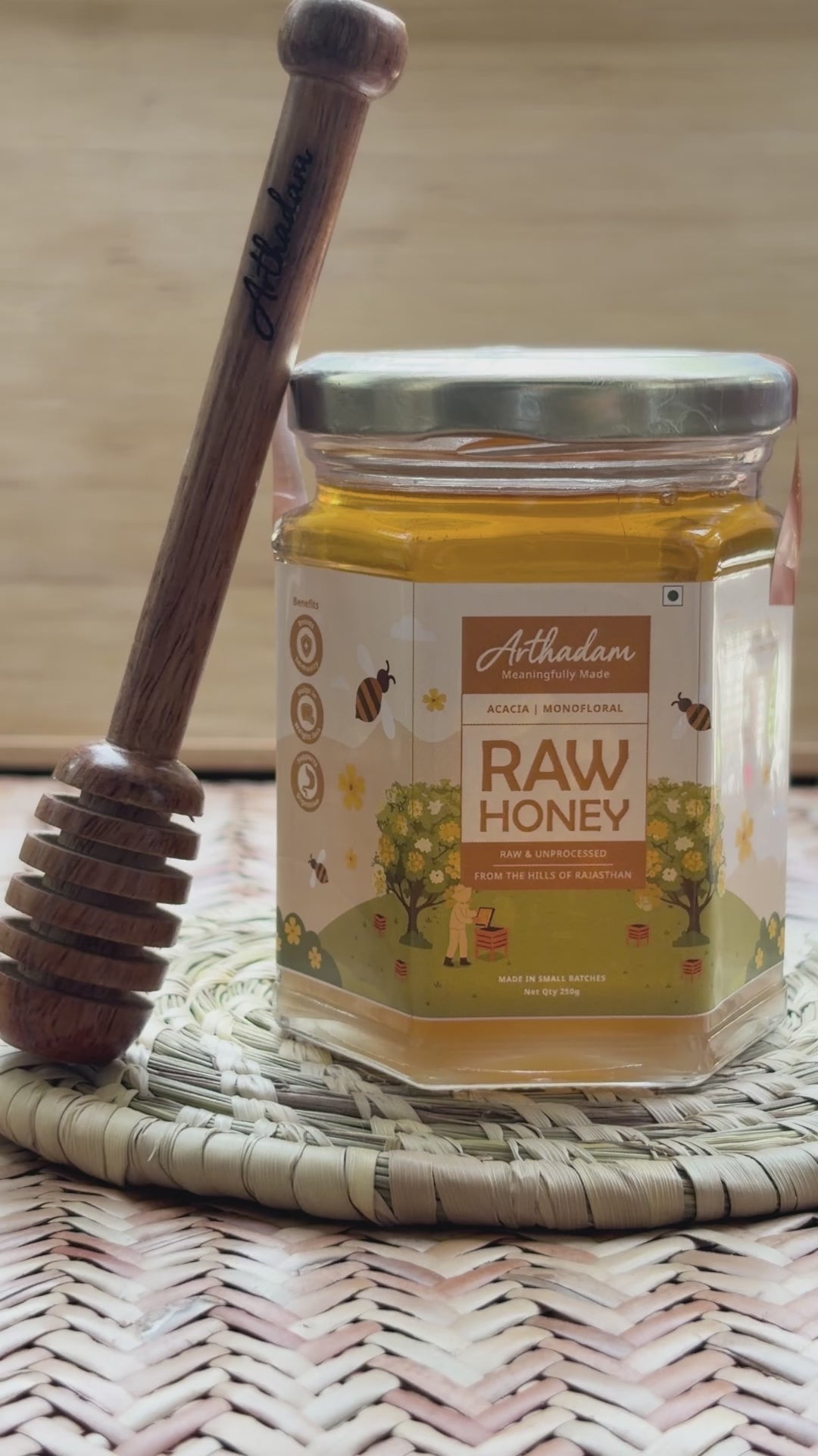 Arthadam Raw Acacia Honey – Unheated & Single-strained – 300 g